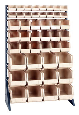 Single Sided Rail System w/ 46 Multi-Size Bins, 36" Long