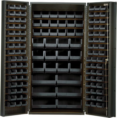 All Welded Bin Cabinet w/ 132 Multi Size Bins, 36" Wide
