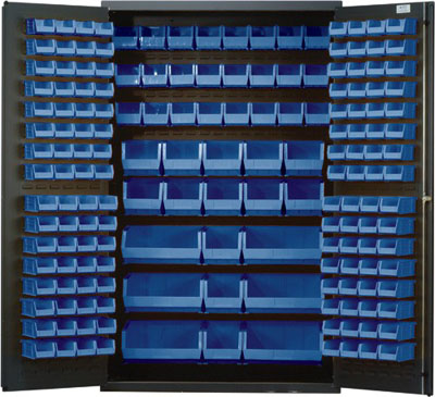 All Welded Bin Cabinet w/ 171 Multi Size Bins, 48" Wide