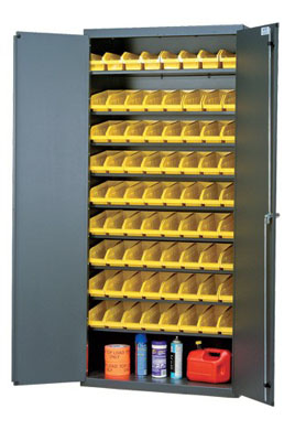 Sloped Shelf Pick Rack Flow Cabinet w/ (36) 8-3/8"W Bins, 36"W