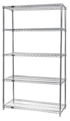 4 Shelf Stainless Steel Wire Shelving, 24"D x (30"W - 72"W) x 86"H