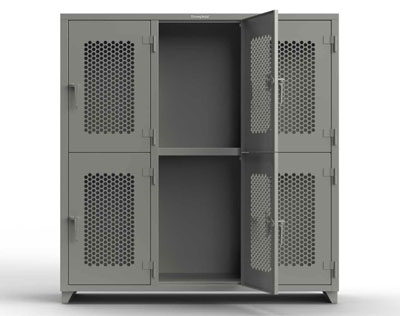 Heavy Duty 14 GA Double-Tier Ventilated Locker, 6 Compartments